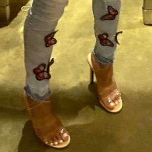 Butterfly transparent strap heels